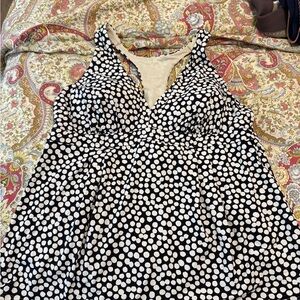 Lands' End Blue and White Polka Dot Swim Tankini